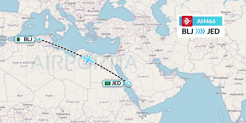 AH466 Air Algerie Flight Map: Batna to Jeddah