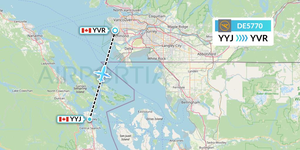 DE5770 Condor Flight Map: Victoria to Vancouver