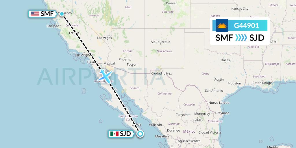 G44901 Allegiant Air Flight Map: Sacramento to San Jose del Cabo