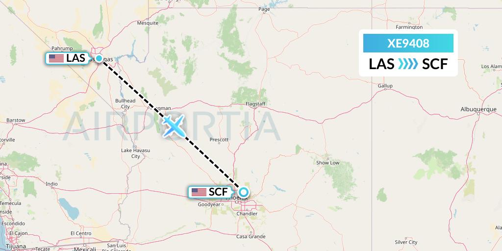 XE9408 Jsx Flight Map: Las Vegas to Scottsdale