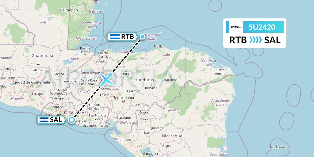 5U2420 Flight Status TAG Airlines Roatan to San Salvador (TGU2420)