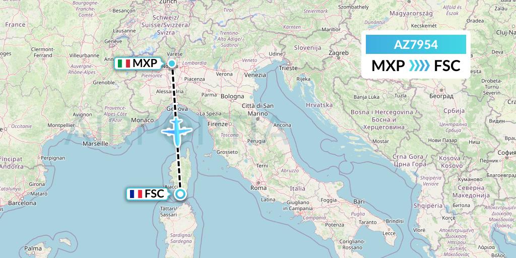 AZ7954 ITA Airways Flight Map: Milan to Figari