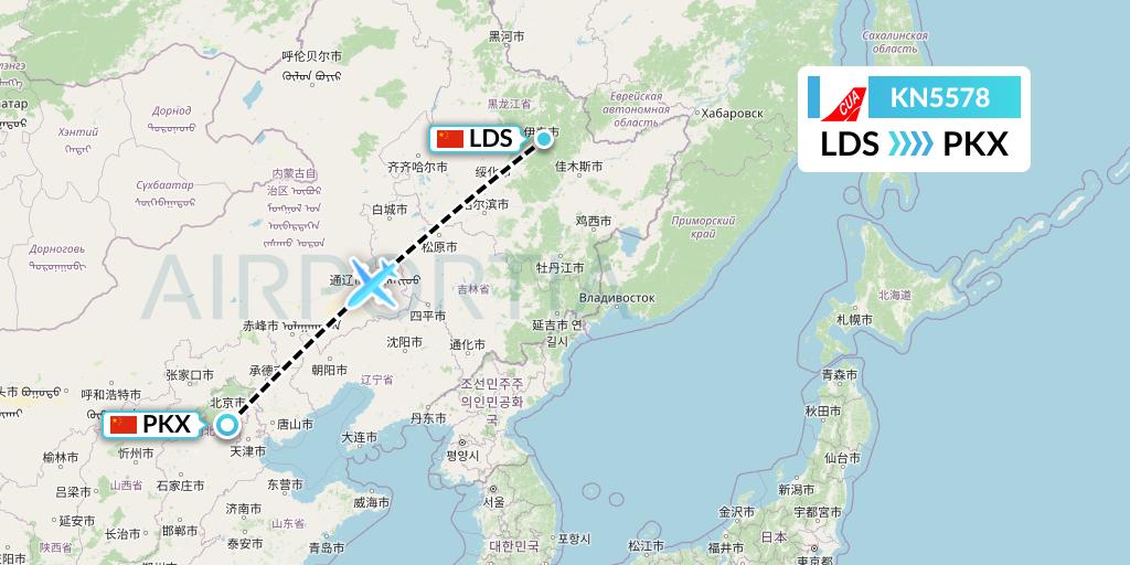 KN5578 China United Airlines Flight Map: Yichun to Beijing