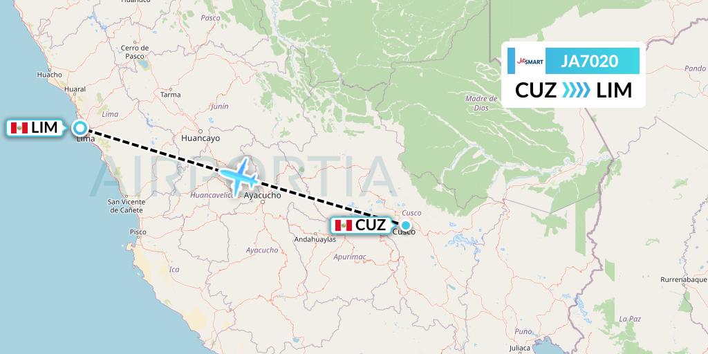 JA7020 JetSMART Flight Map: Cusco to Lima