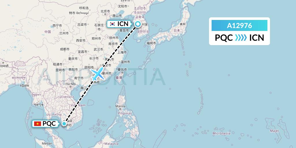 A12976 A.p.g. Distribution Systems Flight Map: Phu Quoc to Seoul