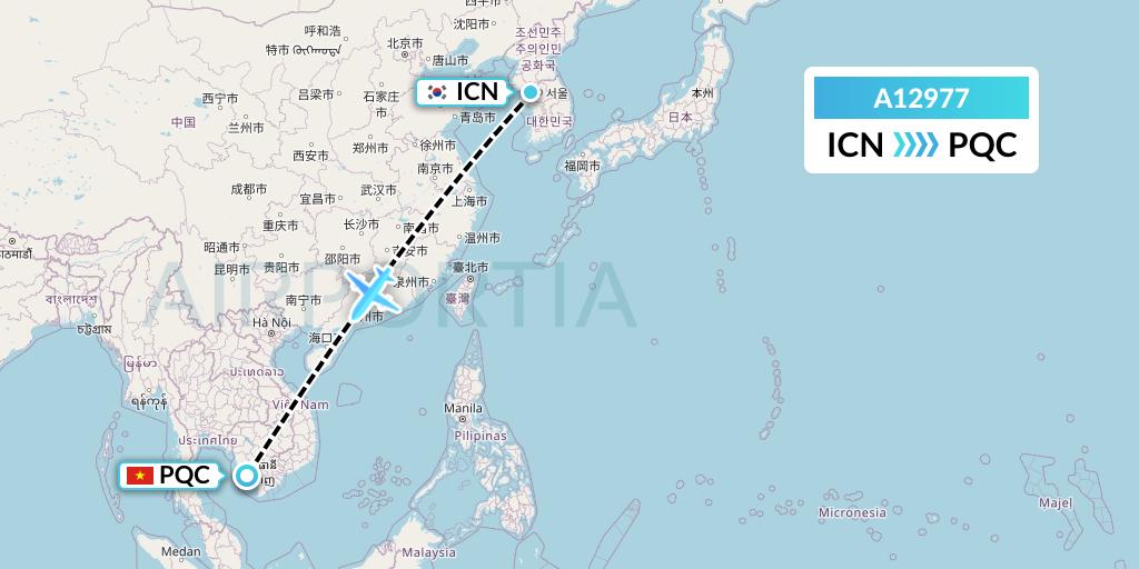 A12977 A.p.g. Distribution Systems Flight Map: Seoul to Phu Quoc