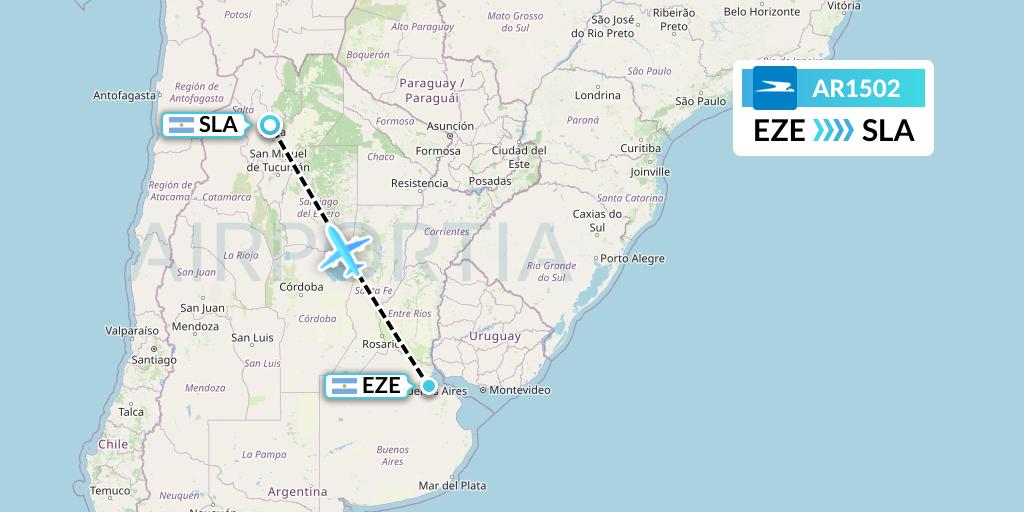 AR1502 Aerolineas Argentinas Flight Map: Buenos Aires to Salta