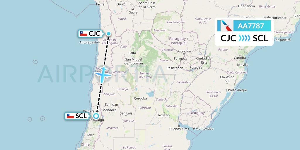 AA7787 American Airlines Flight Map: Calama to Santiago
