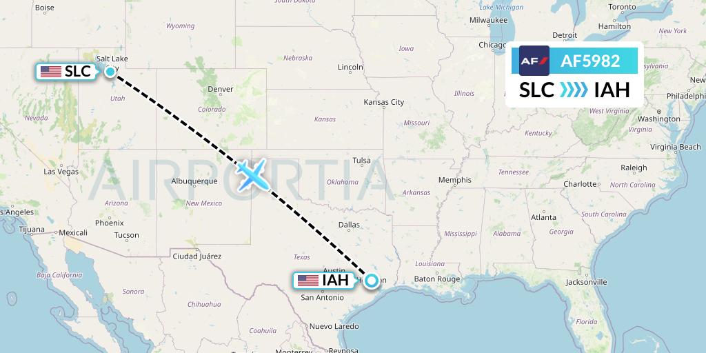 AF5982 Air France Flight Map: Salt Lake City to Houston