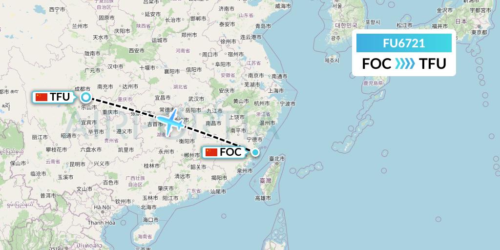 FU6721 Fuzhou Airlines Flight Map: Fuzhou to Chengdu