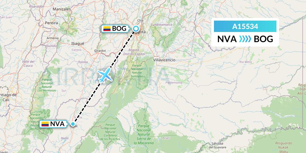 A15534 A.p.g. Distribution Systems Flight Map: Neiva to Bogota