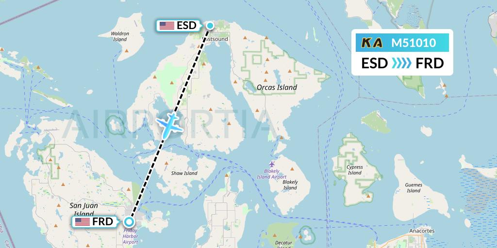 M51010 Kenmore Air Flight Map: Eastsound to Friday Harbor