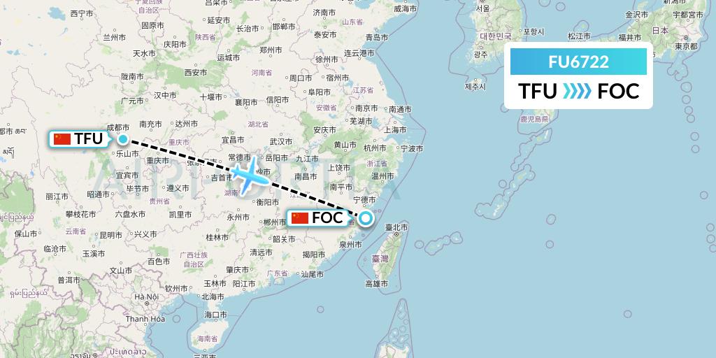 FU6722 Fuzhou Airlines Flight Map: Chengdu to Fuzhou