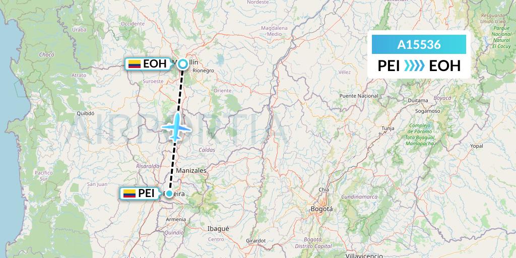 A15536 A.p.g. Distribution Systems Flight Map: Pereira to Medellin