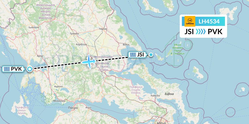 LH4534 Lufthansa Flight Map: Skiathos to Preveza