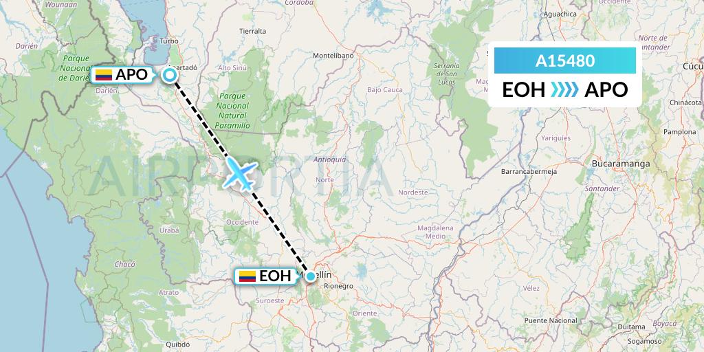 A15480 A.p.g. Distribution Systems Flight Map: Medellin to Apartado