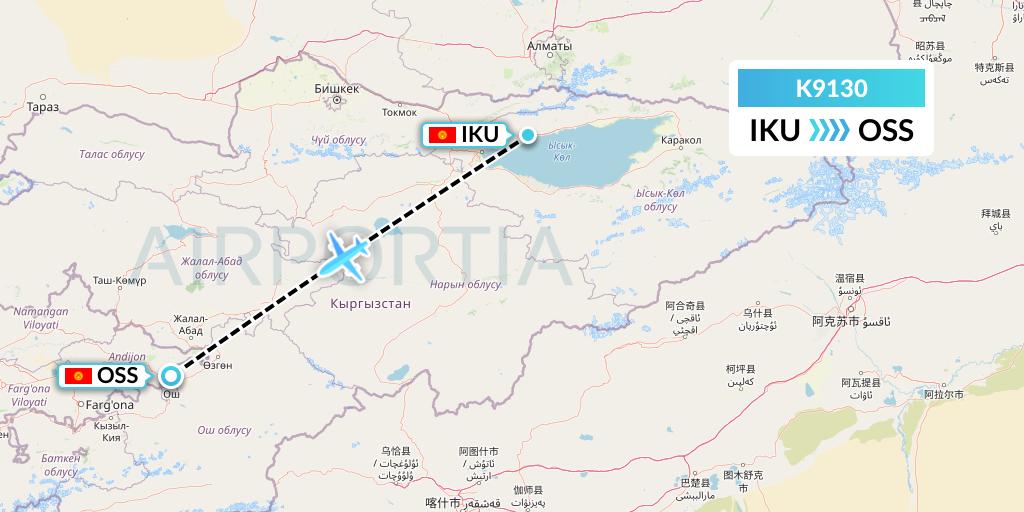 K9130 Kalitta Charters Flight Map: Tamchy to Osh