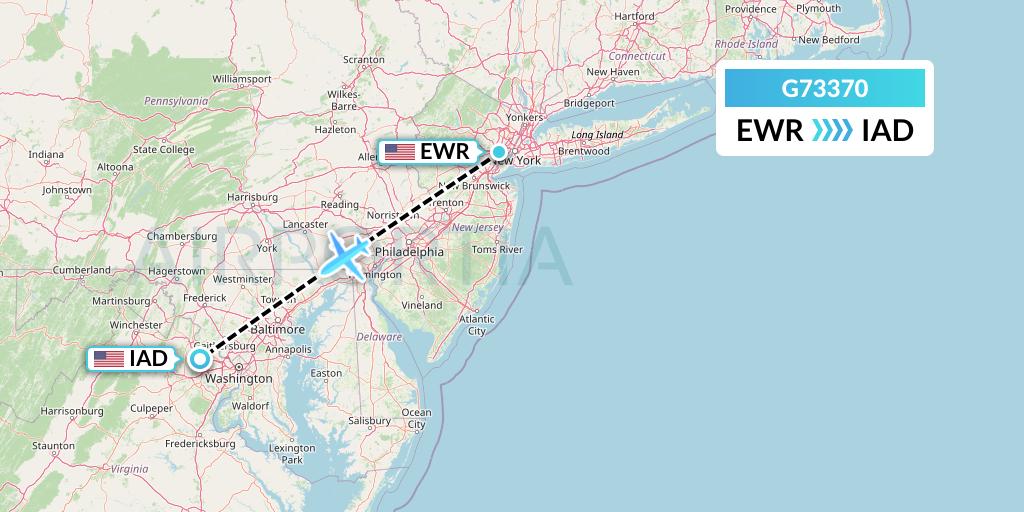 G73370 GoJet Flight Map: New York to Washington