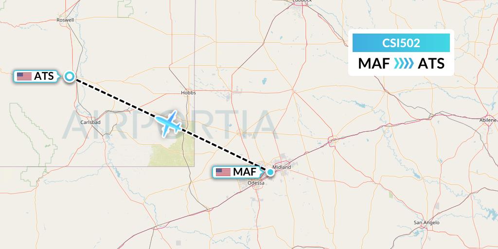 CSI502 Csi Aviation Flight Map: Midland to Artesia