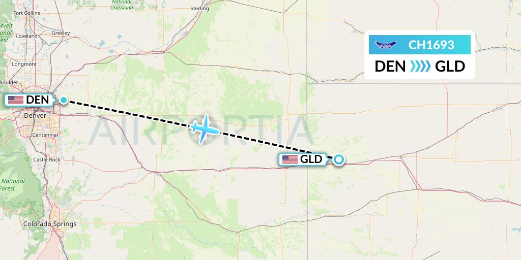 CH1693 Bemidji Airlines Flight Map: Denver to Goodland