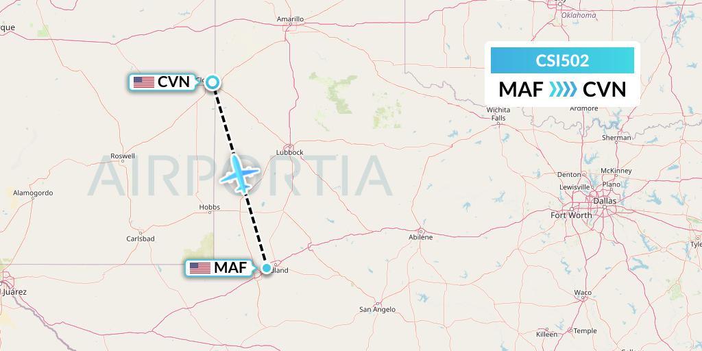 CSI502 Csi Aviation Flight Map: Midland to Clovis