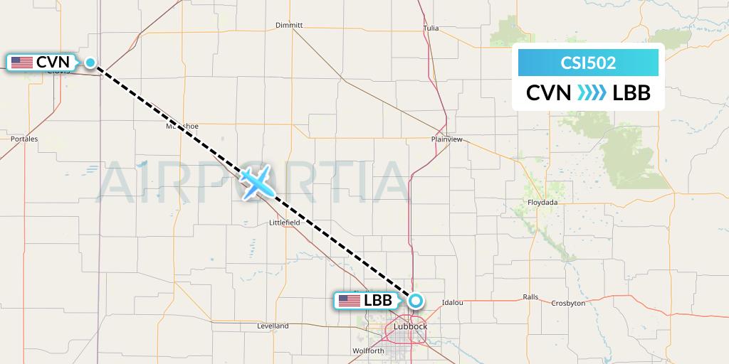 CSI502 Csi Aviation Flight Map: Clovis to Lubbock