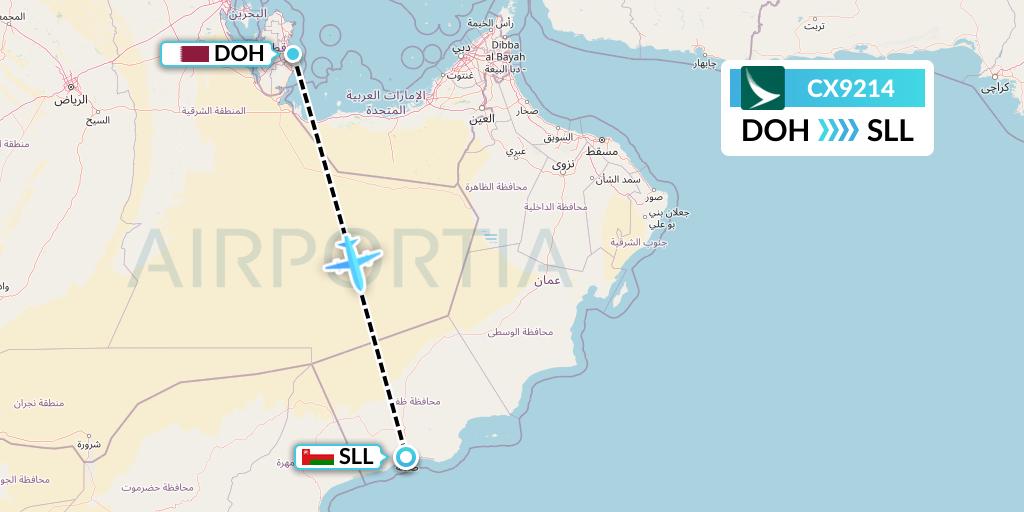 CX9214 Cathay Pacific Flight Map: Doha to Salalah