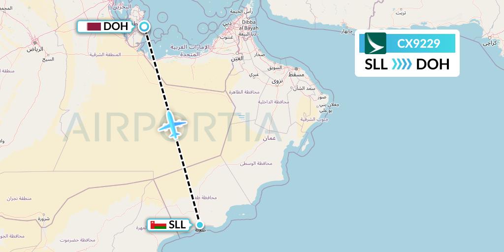 CX9229 Cathay Pacific Flight Map: Salalah to Doha