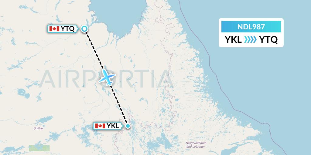 NDL987 Chrono Aviation Flight Map: Schefferville to Tasiujaq
