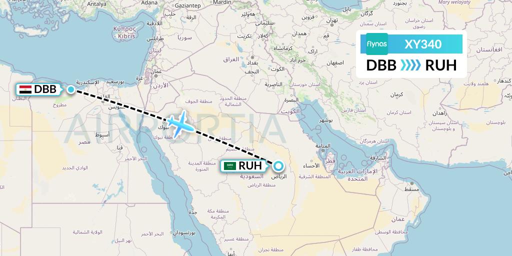 XY340 Flynas Flight Map: El Alamein to Riyadh