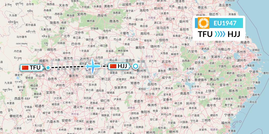 EU1947 Chengdu Airlines Flight Map: Chengdu to Huaihua