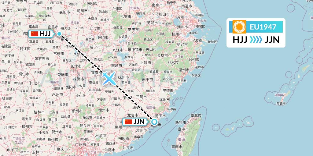 EU1947 Chengdu Airlines Flight Map: Huaihua to Jinjiang