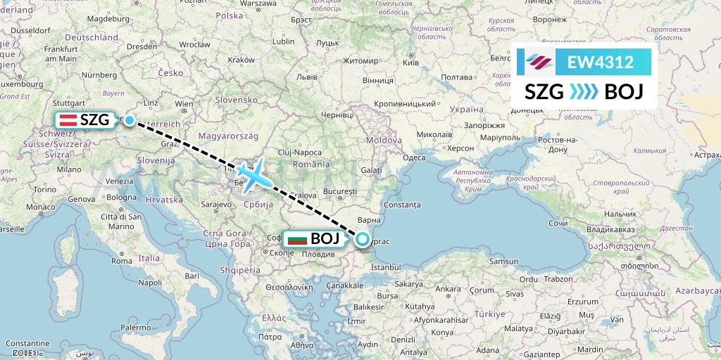 EW4312 Eurowings Flight Map: Salzburg to Burgas