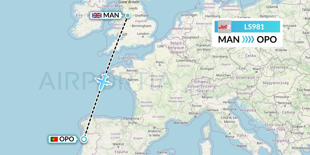 LS981 Flight Status Jet2 Manchester to Porto (EXS981)