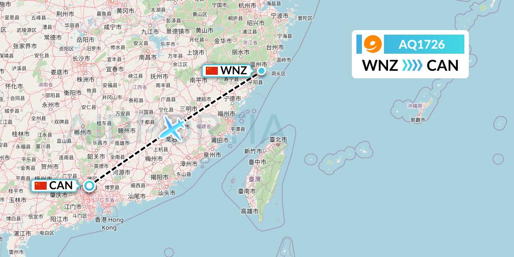 AQ1726 9 Air Flight Map: Wenzhou to Guangzhou