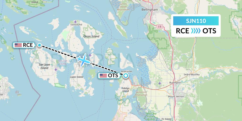 SJN110 San Juan Airlines Flight Map: Roche Harbor to Anacortes
