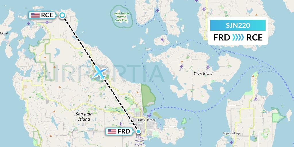 SJN220 San Juan Airlines Flight Map: Friday Harbor to Roche Harbor