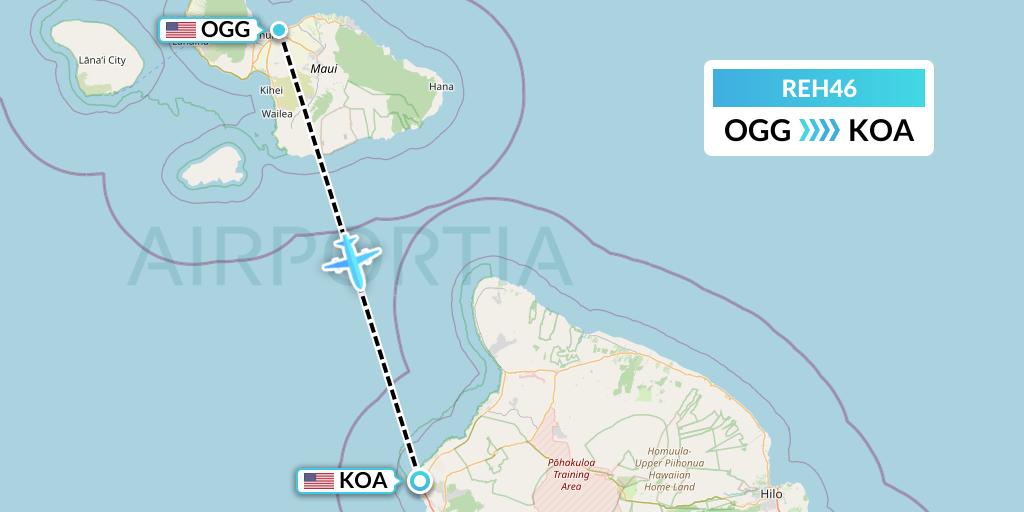 REH46 Reach Air Medical Services Flight Map: Kahului to Kailua-Kona