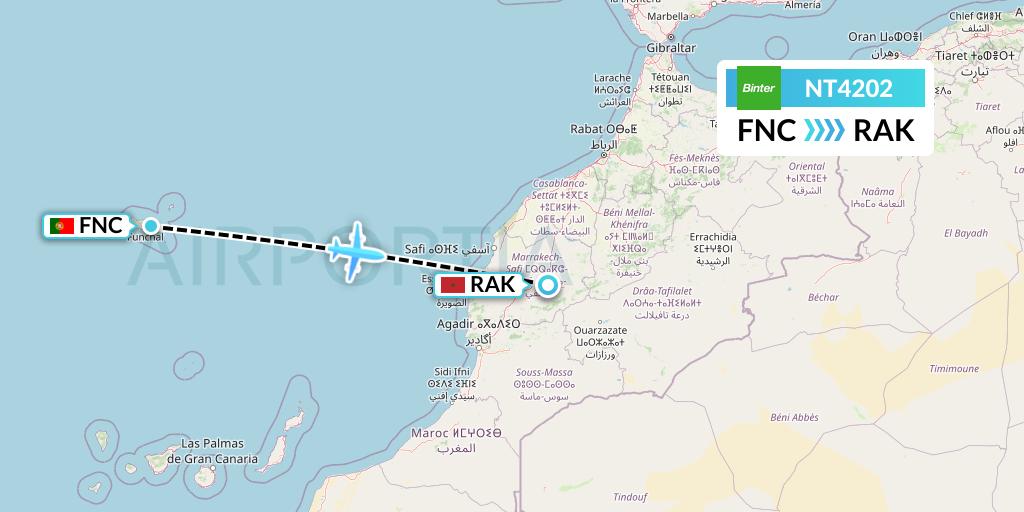 NT4202 Flight Status Binter Canarias: Funchal to Marrakesh (IBB4202)