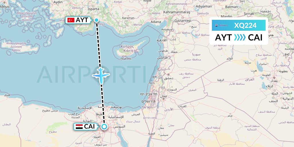 XQ224 SunExpress Flight Map: Antalya to Cairo