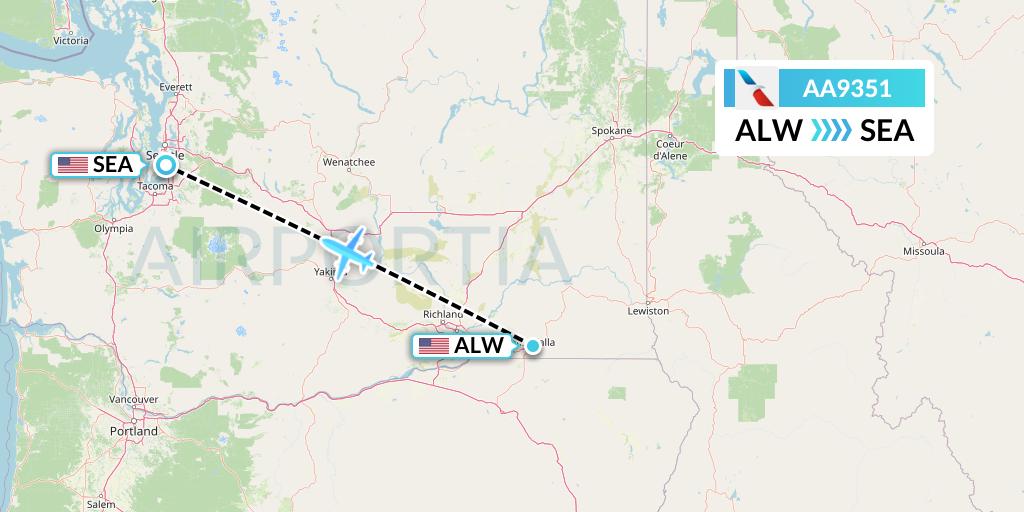 AA9351 American Airlines Flight Map: Walla Walla to Seattle