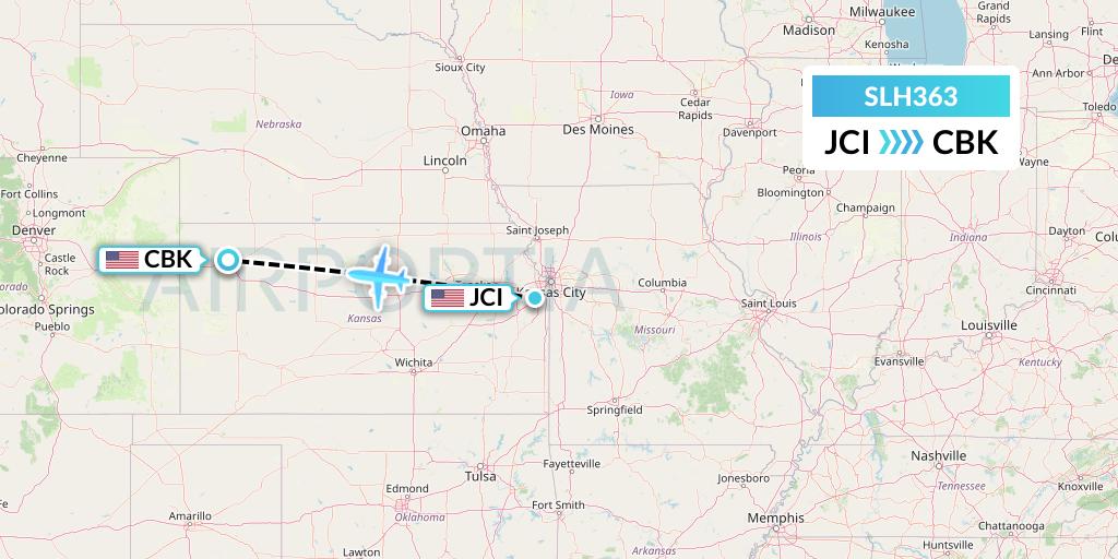 SLH363 Silverhawk Aviation Flight Map: Olathe to Colby