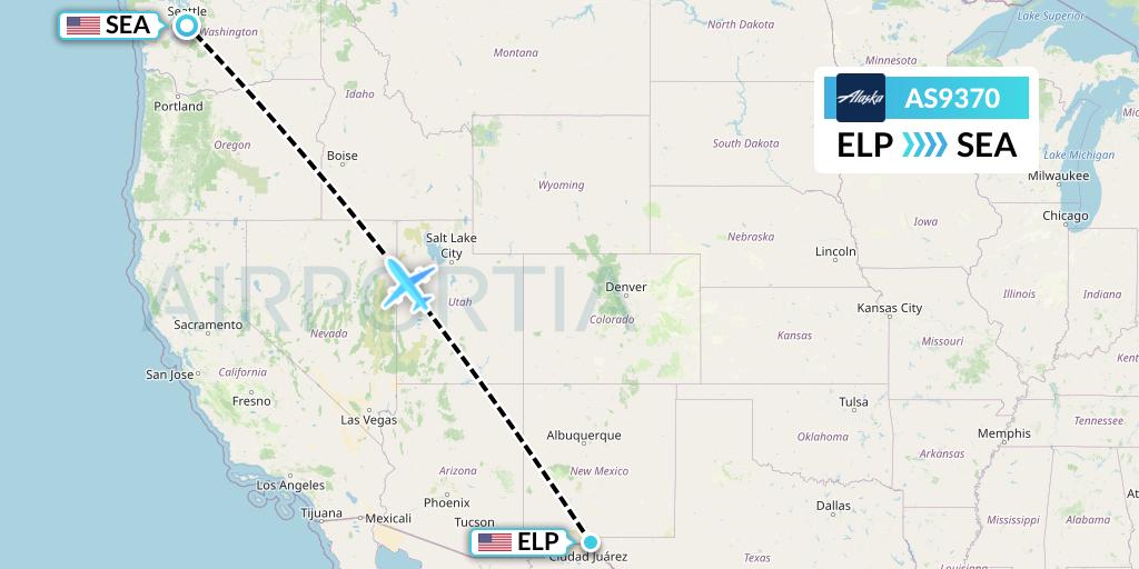 AS9370 Alaska Airlines Flight Map: El Paso to Seattle
