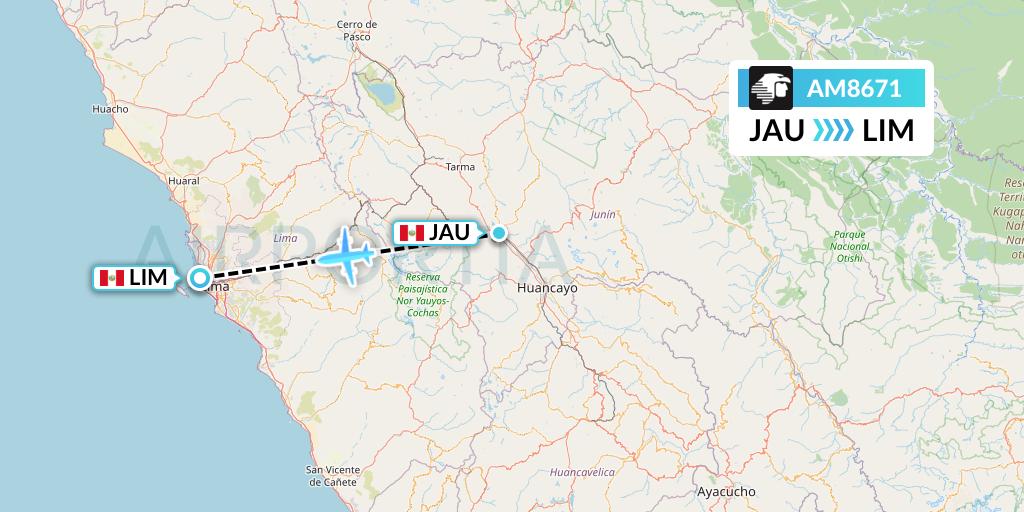 AM8671 Aeromexico Flight Map: Jauja to Lima