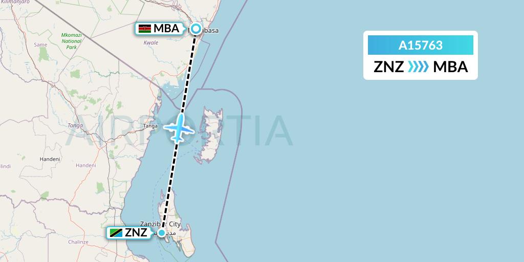 A15763 A.p.g. Distribution Systems Flight Map: Zanzibar to Mombasa