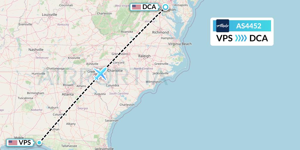 AS4452 Alaska Airlines Flight Map: Valparaiso to Washington