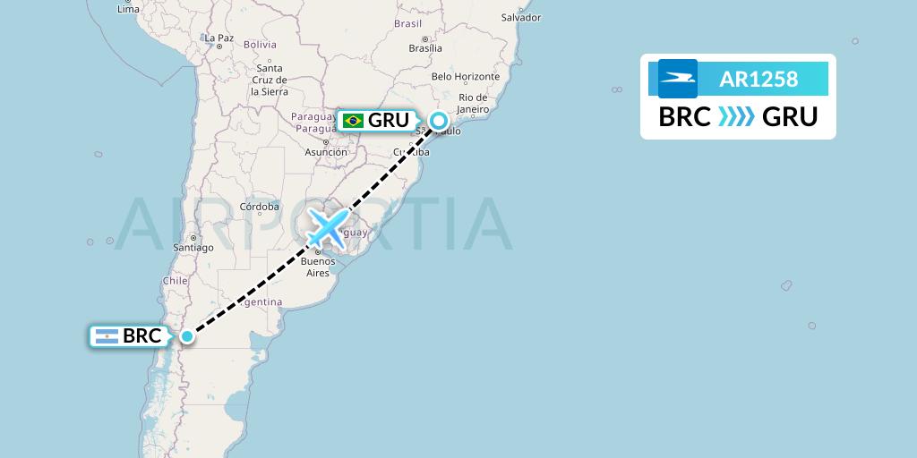 AR1258 Aerolineas Argentinas Flight Map: San Carlos de Bariloche to Sao Paulo
