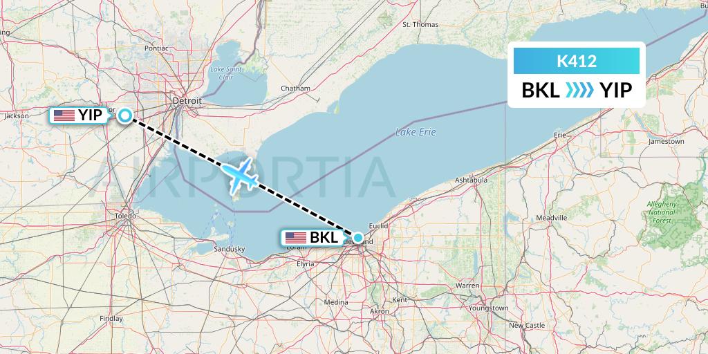 K412 Kalitta Air Flight Map: Cleveland to Detroit
