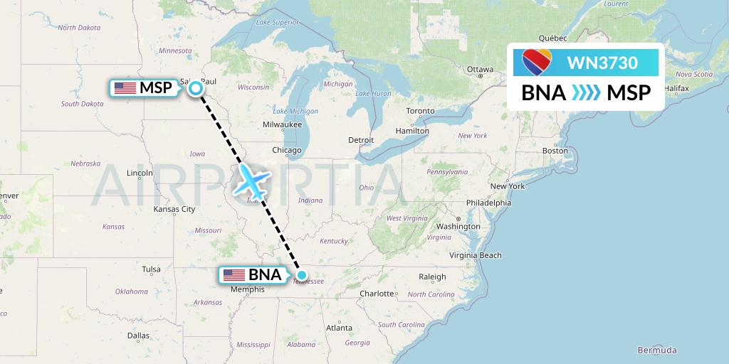 WN3730 Flight Status Southwest Airlines Nashville to Minneapolis (SWA3730)