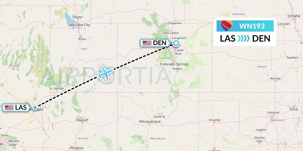 WN193 Southwest Airlines Flight Map: Las Vegas to Denver